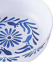 Vista 2 de Azul - Tazón para pasta/sopa/ensalada, 7.4 pulgadas, melamina pura, interior/exterior, azul y blanco, juego de 6