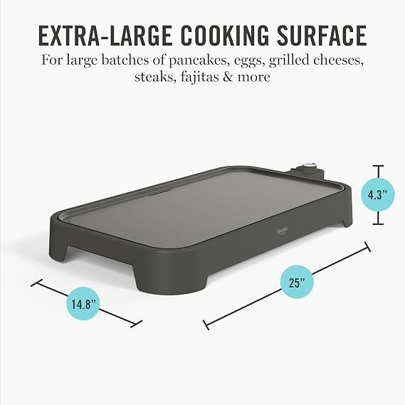 Martha Stewart 12x 22 XL Electric Griddle, Ceramic Nonstick Flat Top