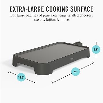 Martha Stewart 12x 22 XL Electric Griddle, Ceramic Nonstick Flat Top