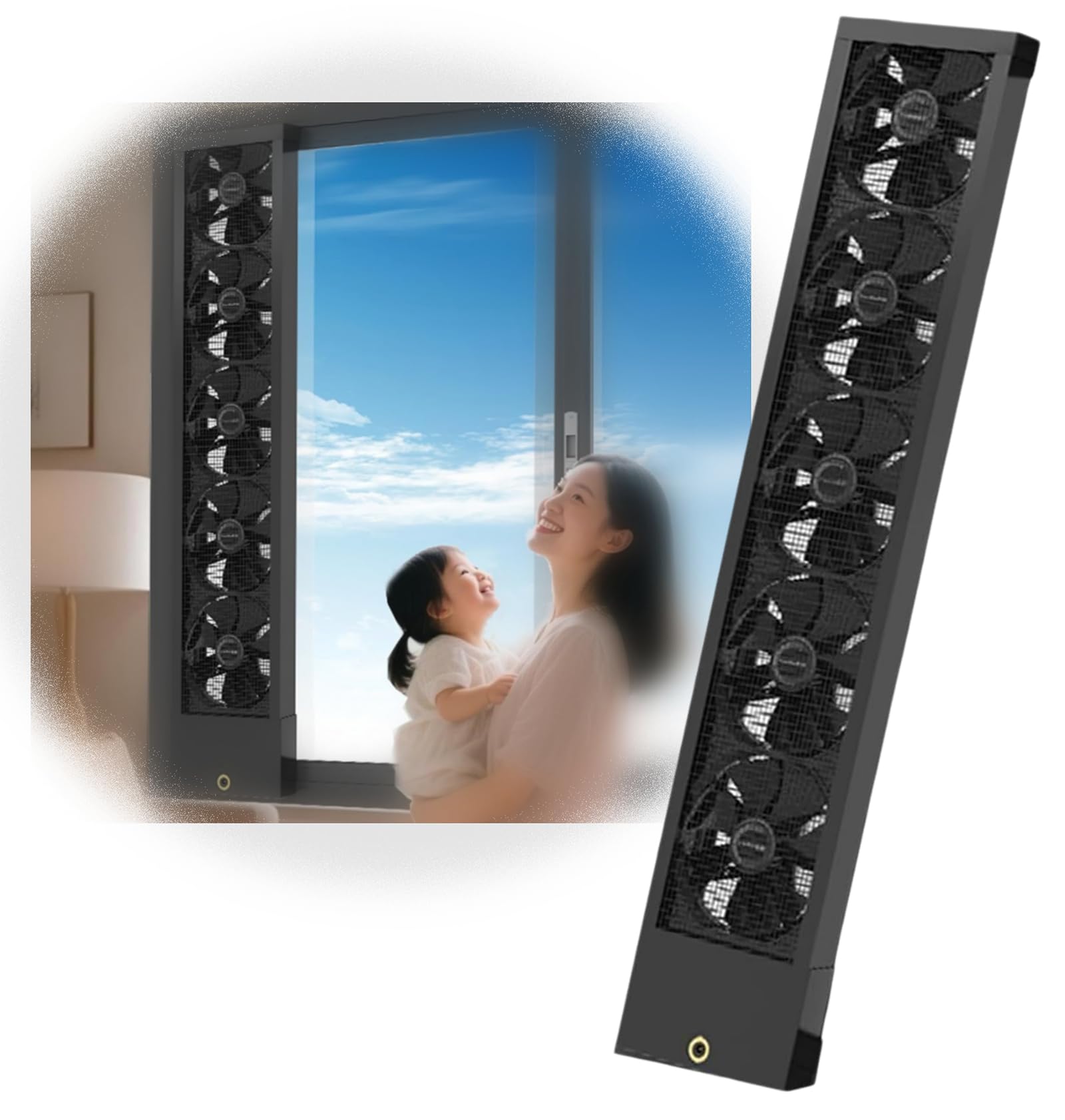 Extracteur de fenêtre rétractable réglable 35-135cm ventilateur de porte portable sans percer