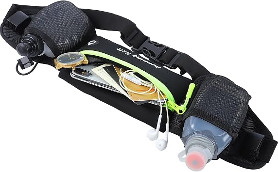 AXEN Running Hydration Belt - Adjustable Waist Pack for Marathon, Triathlon & Hiking | Reflective Safety Design & Phone Pocket