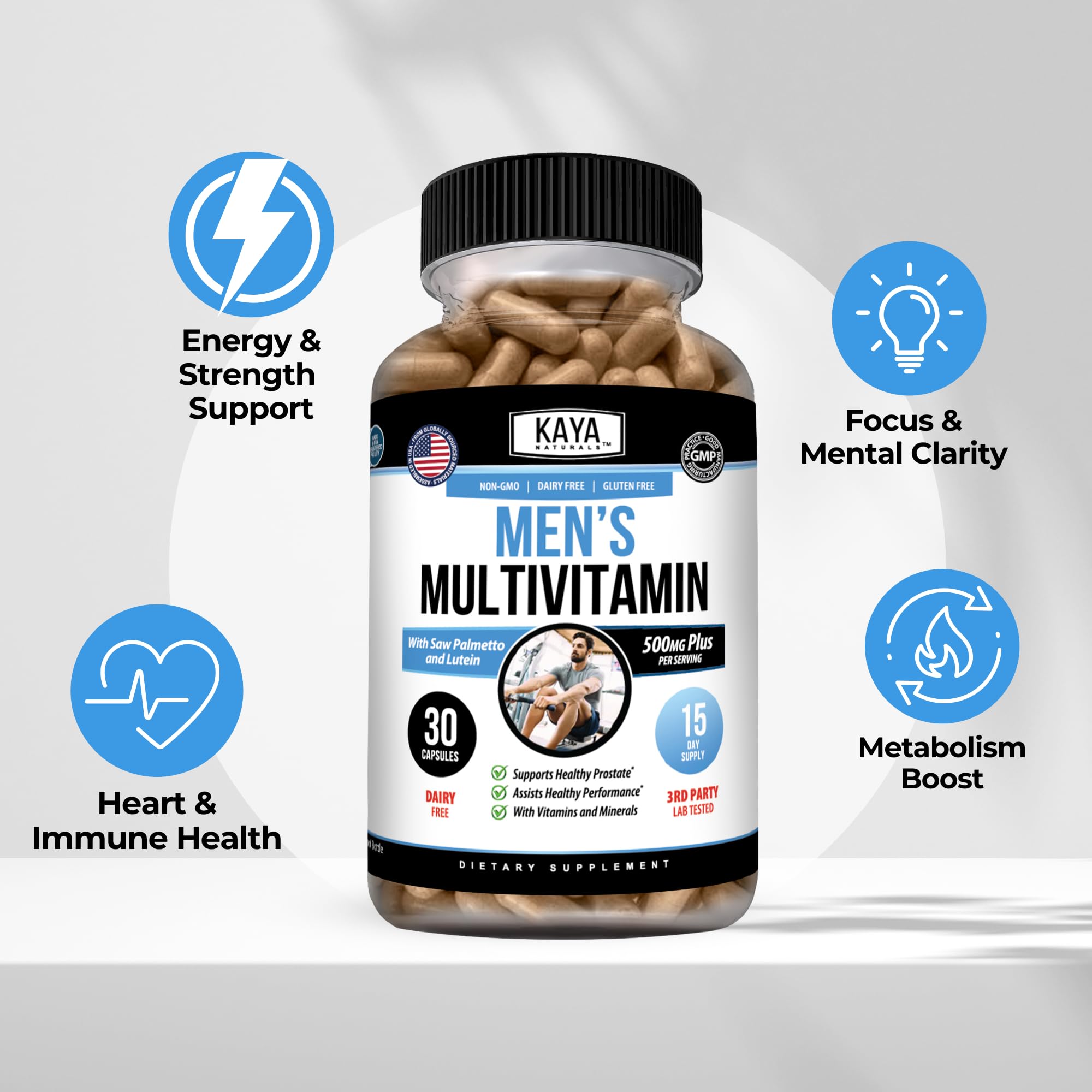 Kaya Naturals Men’s Multivitamin with Saw Palmetto & Lutein, 30 Capsules — Amazon image 4