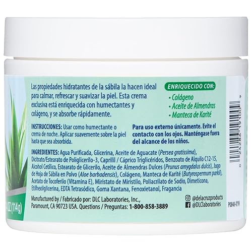 Miniatura 2 de De La Cruz Crema hidratante facial de aloe vera, crema de aloe natural para cara, manos y cuerpo, 4 onzas