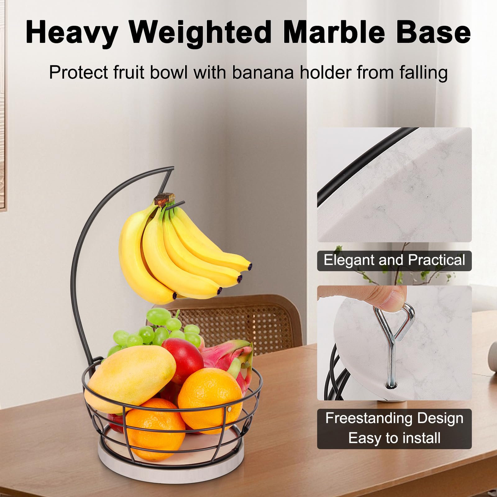 Portabanane E Cesto Frutta Livabber Con Base In Marmo - Cromato, Moderno