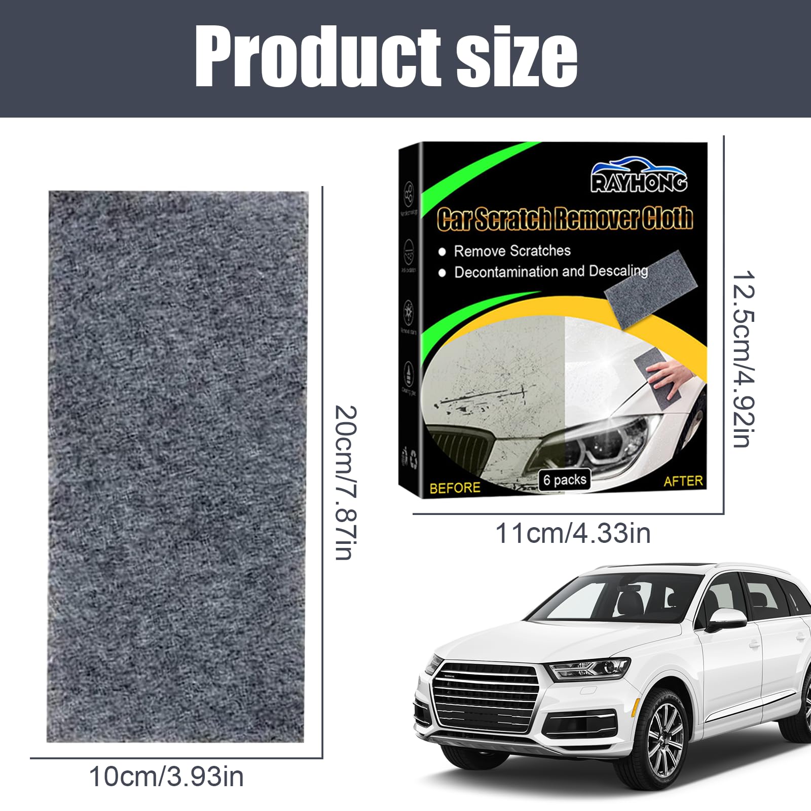 8 Pack Chiffon Nano Sparkle Pour Rayures Voiture, Chiffon Magique Nano Multi Usage 2024 Upgrade Chiffon Anti Rayures Pour Reparation De Petites Rayures Sur Voiture Noir Gris 20x10cm 90385473