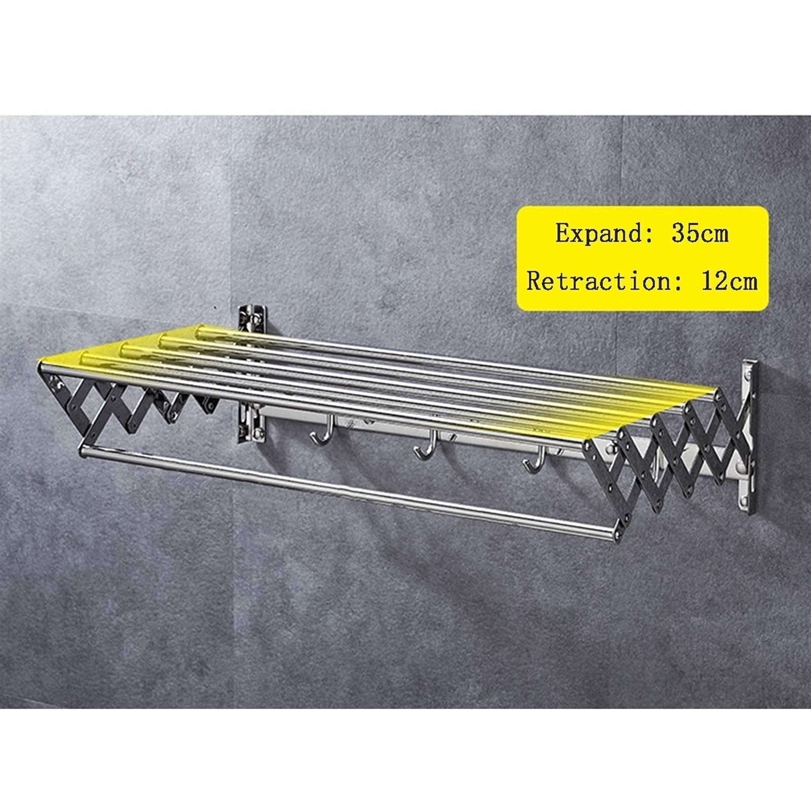 Csparkv – Etendoir à linge mural pliable en aluminium 3 étages – Tringle rétractable – 18 crochets rotatifs 360° – Dimensions 114 x 9 x 6,5 cm