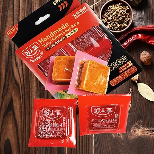 Miniatura 4 de Auténtico condimento chino con base de sopa de olla caliente 7.05 oz (200 g), salsa de caldo Haorenjia Sichuan picante