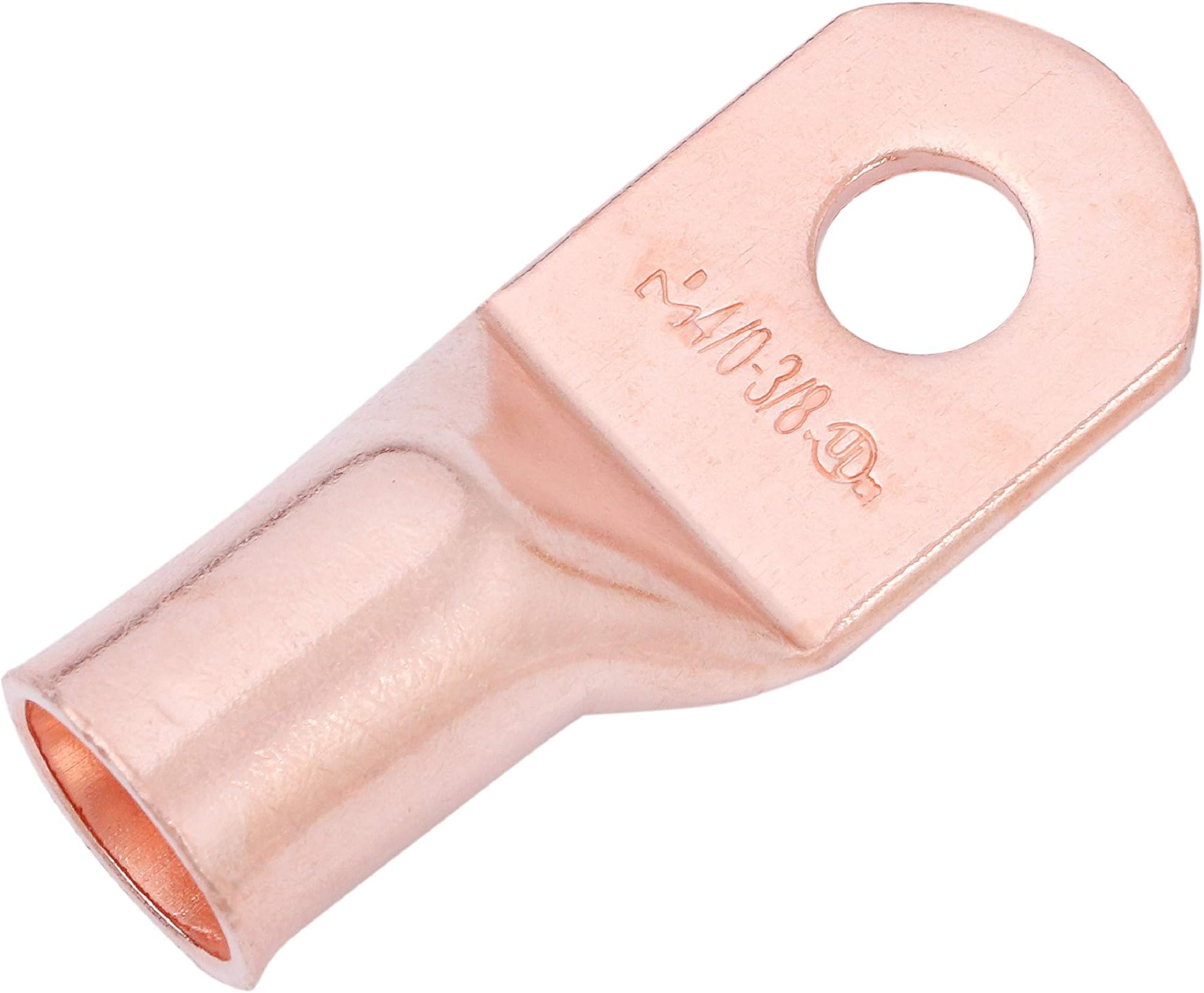 SELTERM 4/0 AWG (95 mm²) - 3/8" (M10) ⌀ Hole UL Heavy Duty Wire Lugs, Battery Cable Ends, Bare Copper Eyelets, Tubular Ring Terminal Connectors [B93] - 2 Pack