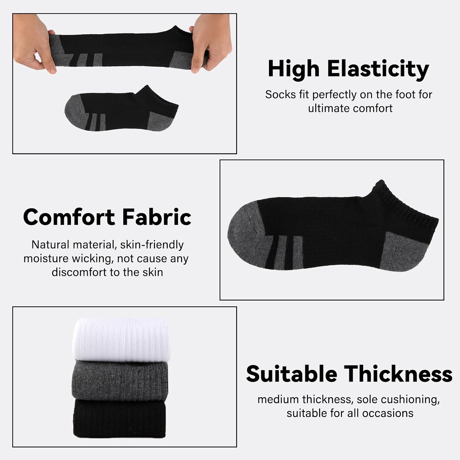 Heatuff 7 Pairs Mens Cushioned Ankle Socks Low Cut Athletic Breathable Comfort Casual Socks