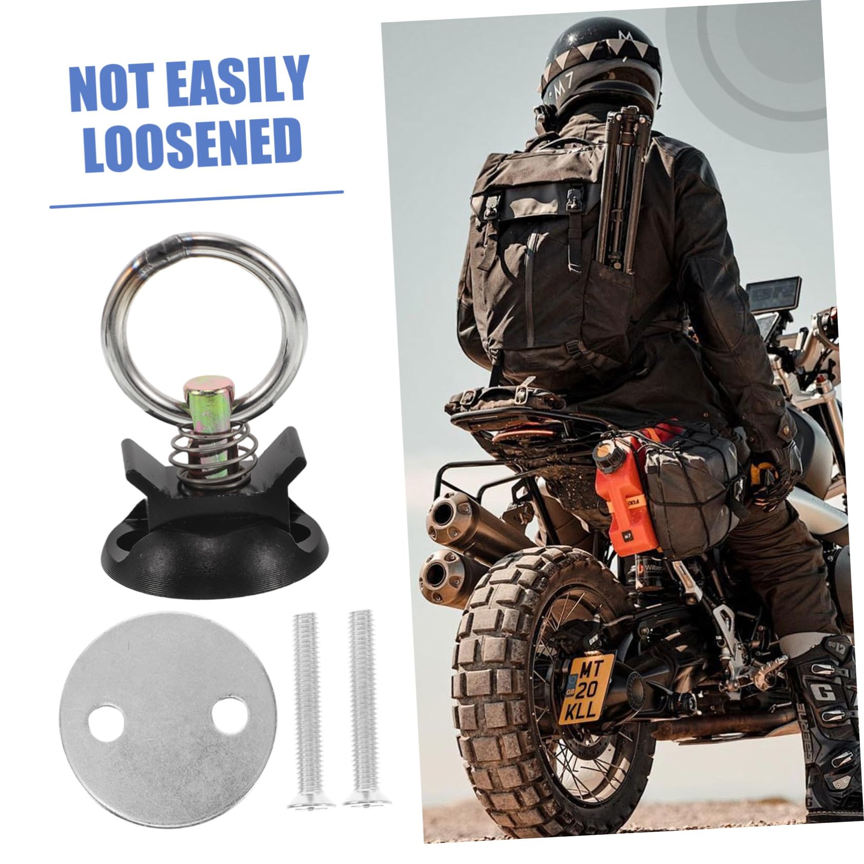 PLAFOPE Kit de 4 Puntos de Anclaje para Motocicletas y Bicicletas Fácil Instalación Redondos Gancho de Amarre Seguro en Aleación de Aluminio y Acero Inoxidable