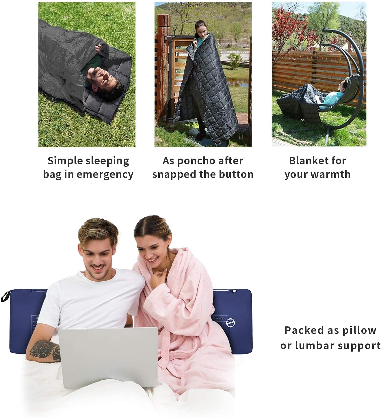 KingCamp Camping Blankets for Cold Weather, Warmer Down Alternative Packable Blanket, Ultralight Compact Emergency Waterproof Quilt for Backpacking, Airplane, Outdoor, Camping, Hiking, Travel, Stadium : Sports & Outdoors