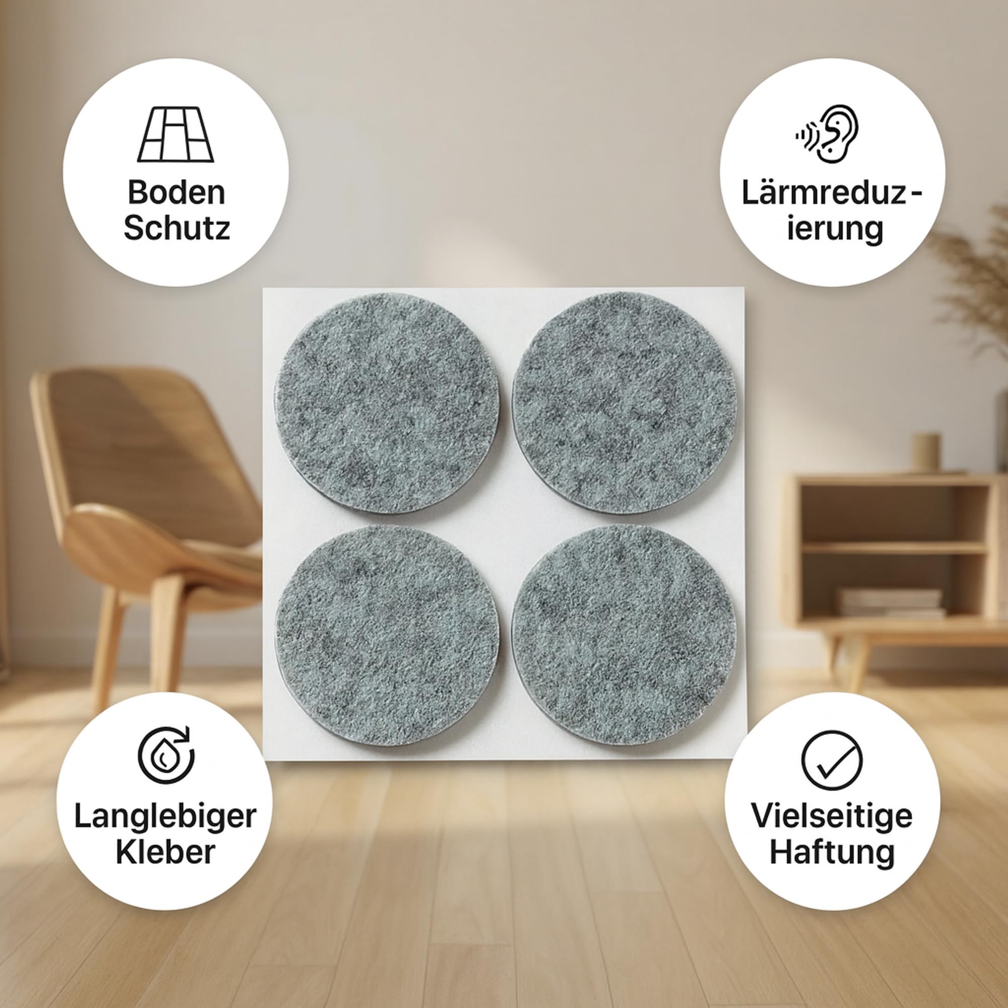 peha® Feltrini / Mobili scivola, autoadesiva, PREMIUM - 5,0 mm altezza | Ø 50 mm (4 pezzi)