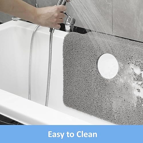 Miniatura 7 de Tapete de ducha cuadrado, 24 x 24 pulgadas, tapete de ducha súper antideslizante para ducha interior, tapete de baño de esponja de PVC suave sin