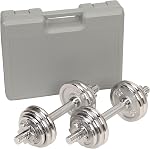 Sunny Health & Fitness Adjustable 33 LB Dumbbell Set with Carry Case, Space Saver, Secure Quick-Lock, Anti-Slip Steel Handle, Strength Training Equipment for Home Gym - NO. 014