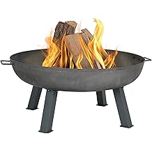 Sunnydaze 34-Inch Cast Iron Heavy-Duty Fire Pit for Outside - Wood-Burning Outdoor Fire Pit Bowl with Handles - Gray