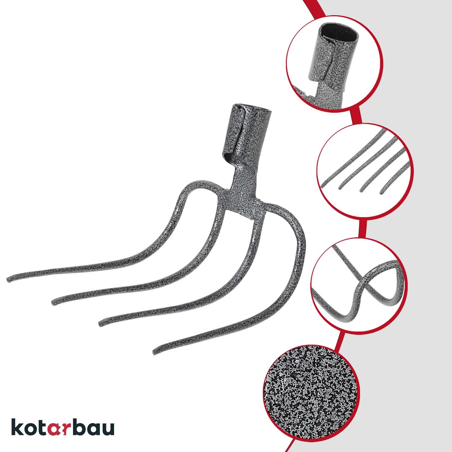KOTARBAU® Fourche de Jardin 4 Dents Fourche à Bêcher Fourche à Compost à Fumier Accessoire de Jardin Outil de Jardinage