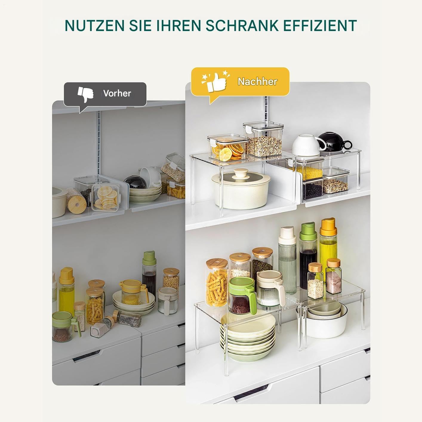 Acrylschrank Nizer Rack – stapelbare Küche & Badezimmer Display Aufbewahrung für Make-up, Sammlerstücke und Backutensilien – vielseitige transparente Acrylregale