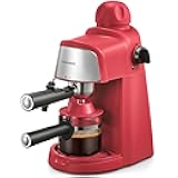 Ihomekee Espresso Machine, 3.5Bar Espresso and Cappuccino Machine with Preheating Function, 4 Cup Coffee Maker with Milk Frothing Function and Steam Wand (Red), CM6810