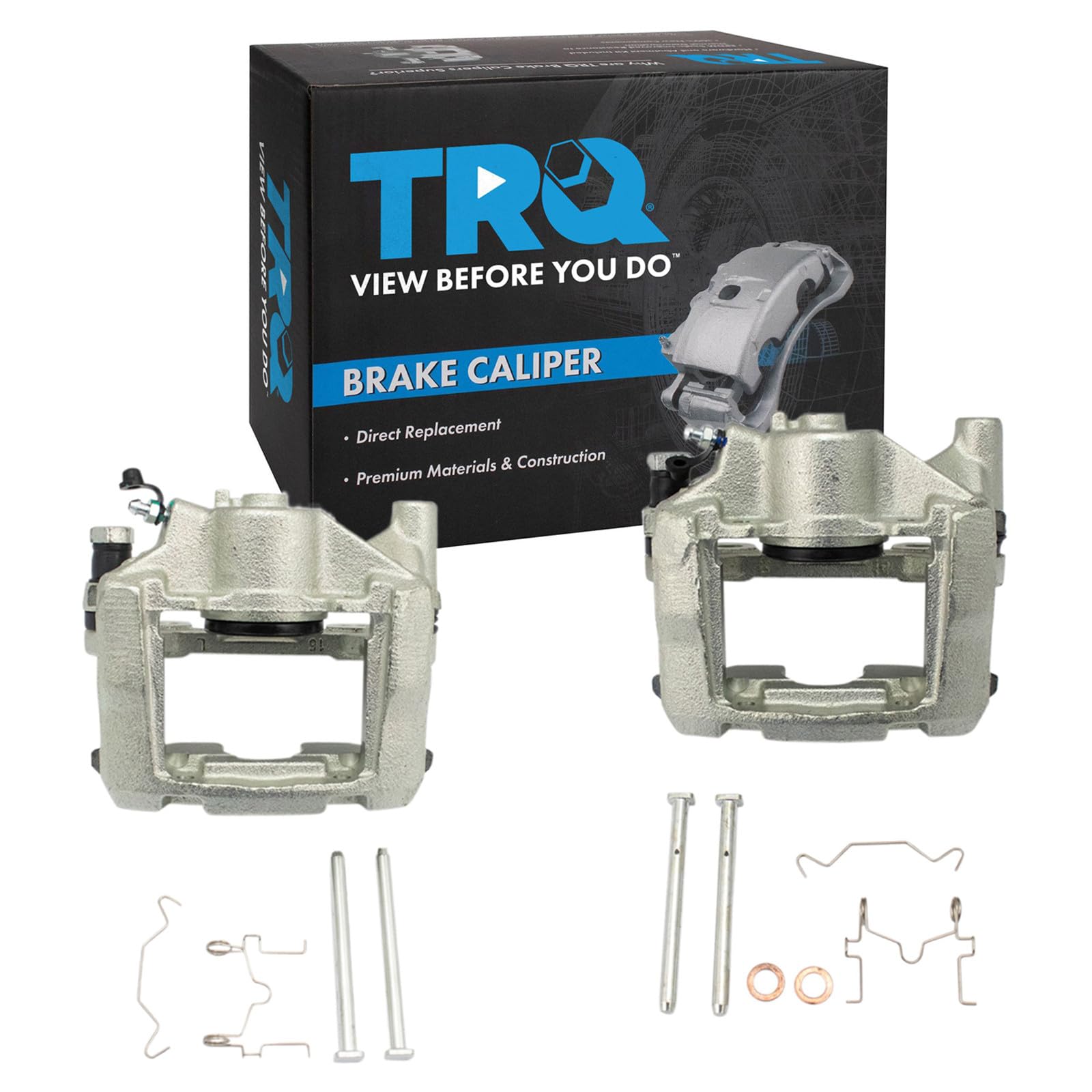 TRQ Rear Driver and Passenger Side Brake Caliper Set Caliper Brackets Hardware Compatible with 06-07 Lexus GS430 07-11 GS450h 08-11 GS460 06-10 IS350 11-13 IS350 with 10mm Mounting Bolts