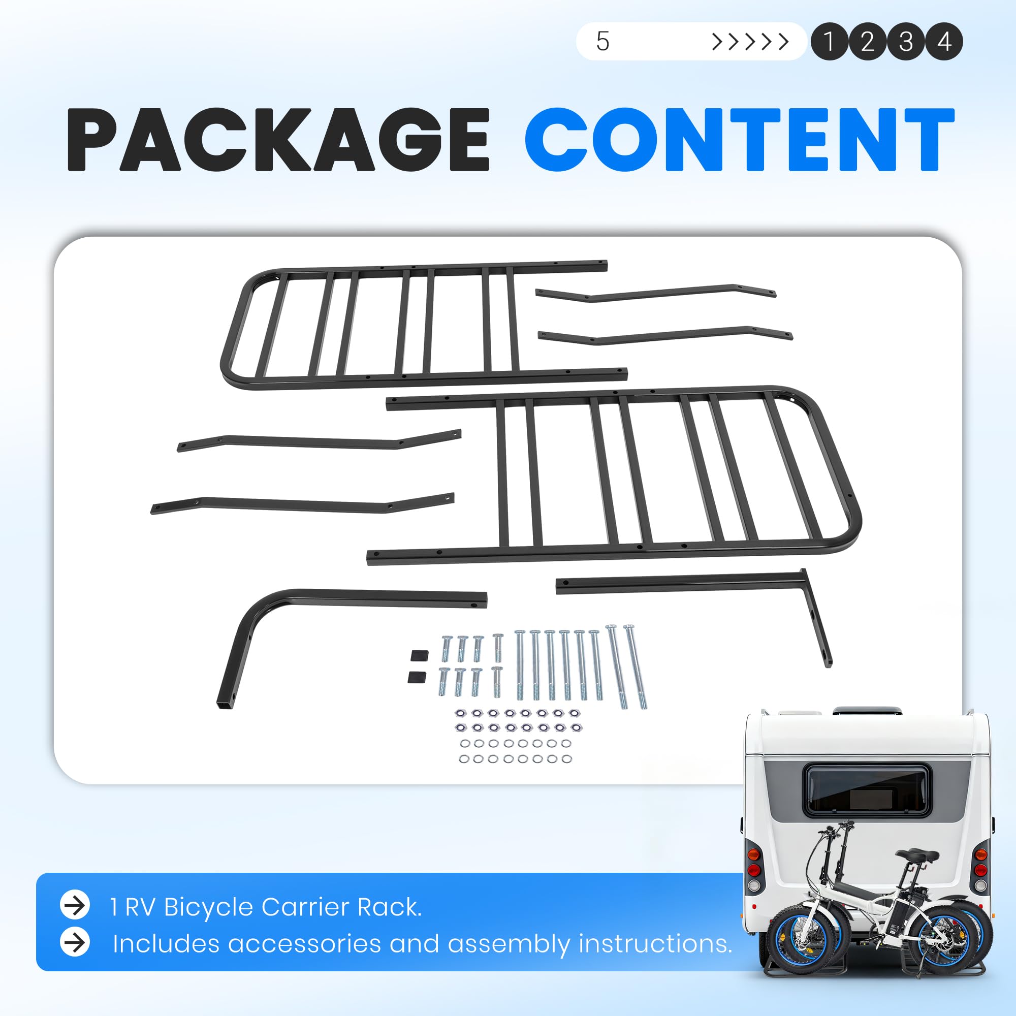 ECOTRIC Portabicicletas para autocaravana, remolque trasero, para 1-4 bicicletas