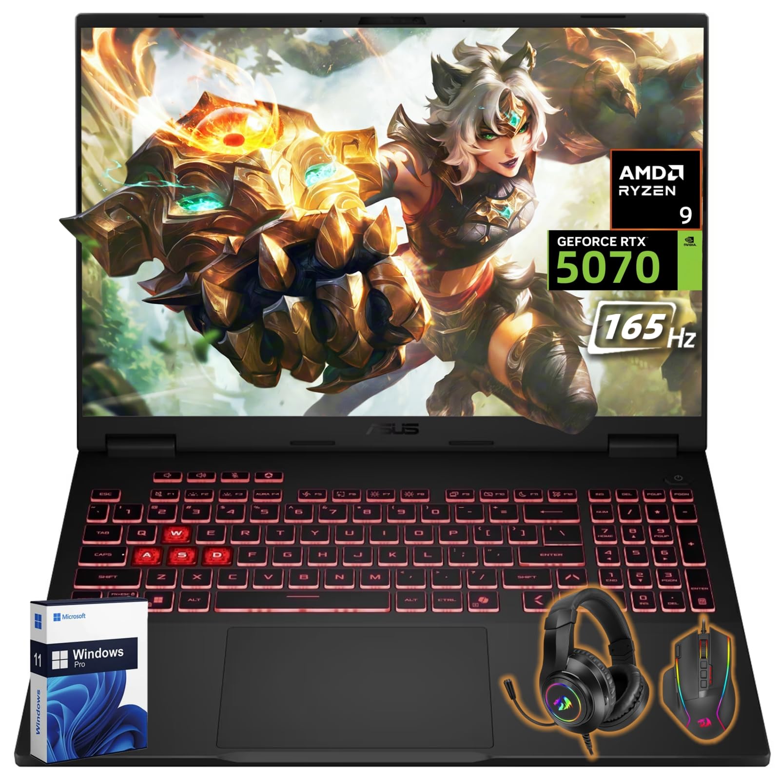 ASUS TUF A16 Gaming Laptop, NVIDIA Geforce RTX 5070, AMD Ryzen 9 200 Series (2025 New), 16" FHD+ 165Hz LCD Display, 32 GB DDR5, 2 TB SSD, Efficient