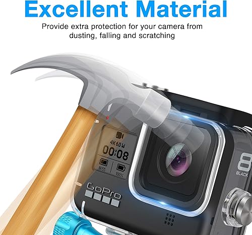 Miniatura 7 de MiPremium Carcasa impermeable para GoPro Hero 8, color negro. Accesorios de montaje de jaula de buceo con tornillo de aluminio y hebilla de