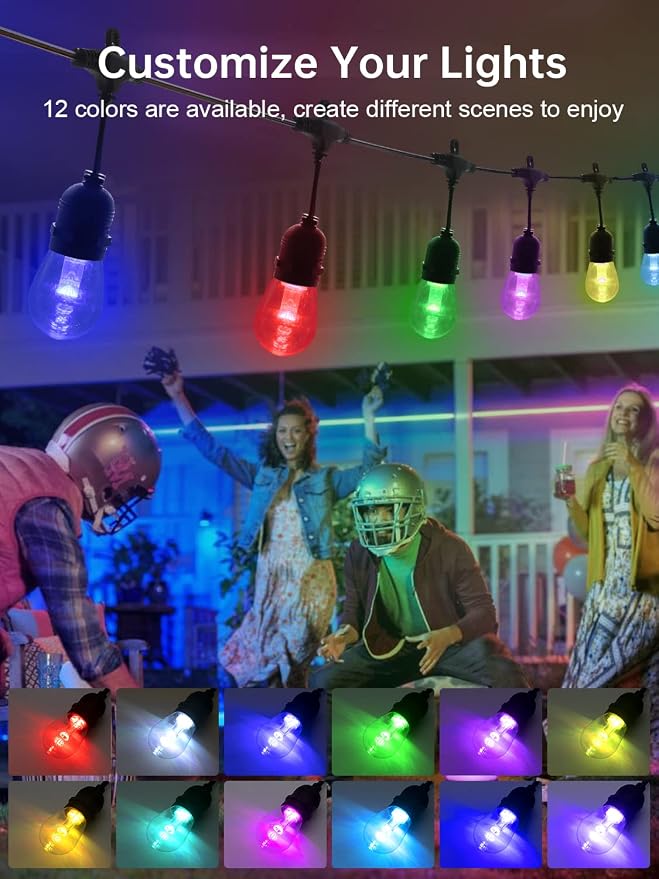 Lámparas LED exteriores 48FT con control remoto y 15 bombillas irrompibles miniatura 3