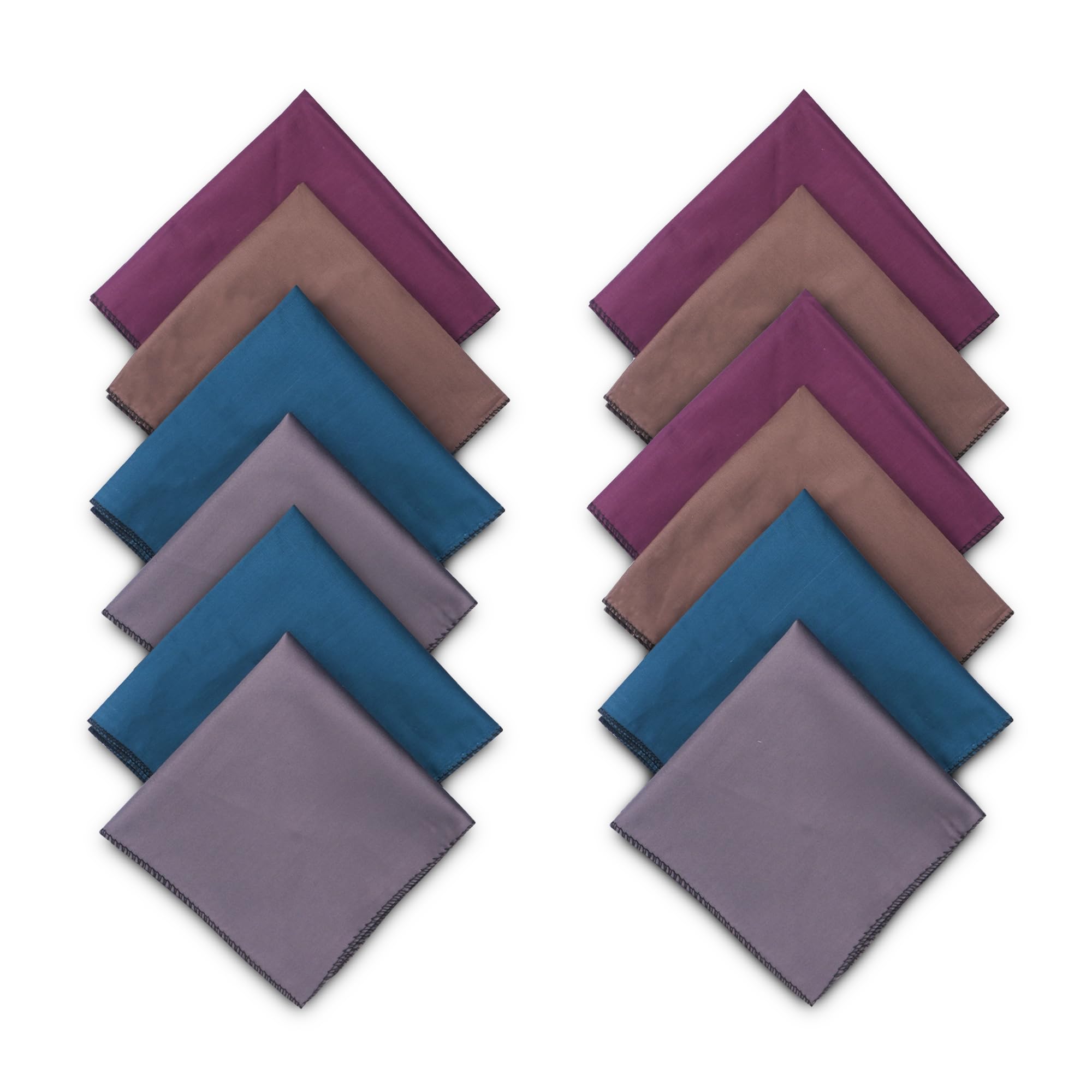 Kuber Industries 12 Pcs Soft Handkerchief for Women Cotton | 11x11 Inch Lightweight Ladies Handkerchief | Hanky Set for Women and Girls | Ladies Rumal/Hankies | Solid Dark Plain