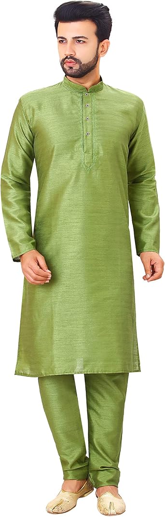 Tathastu Mens Emboridered Silk Kurta Pyjama Set