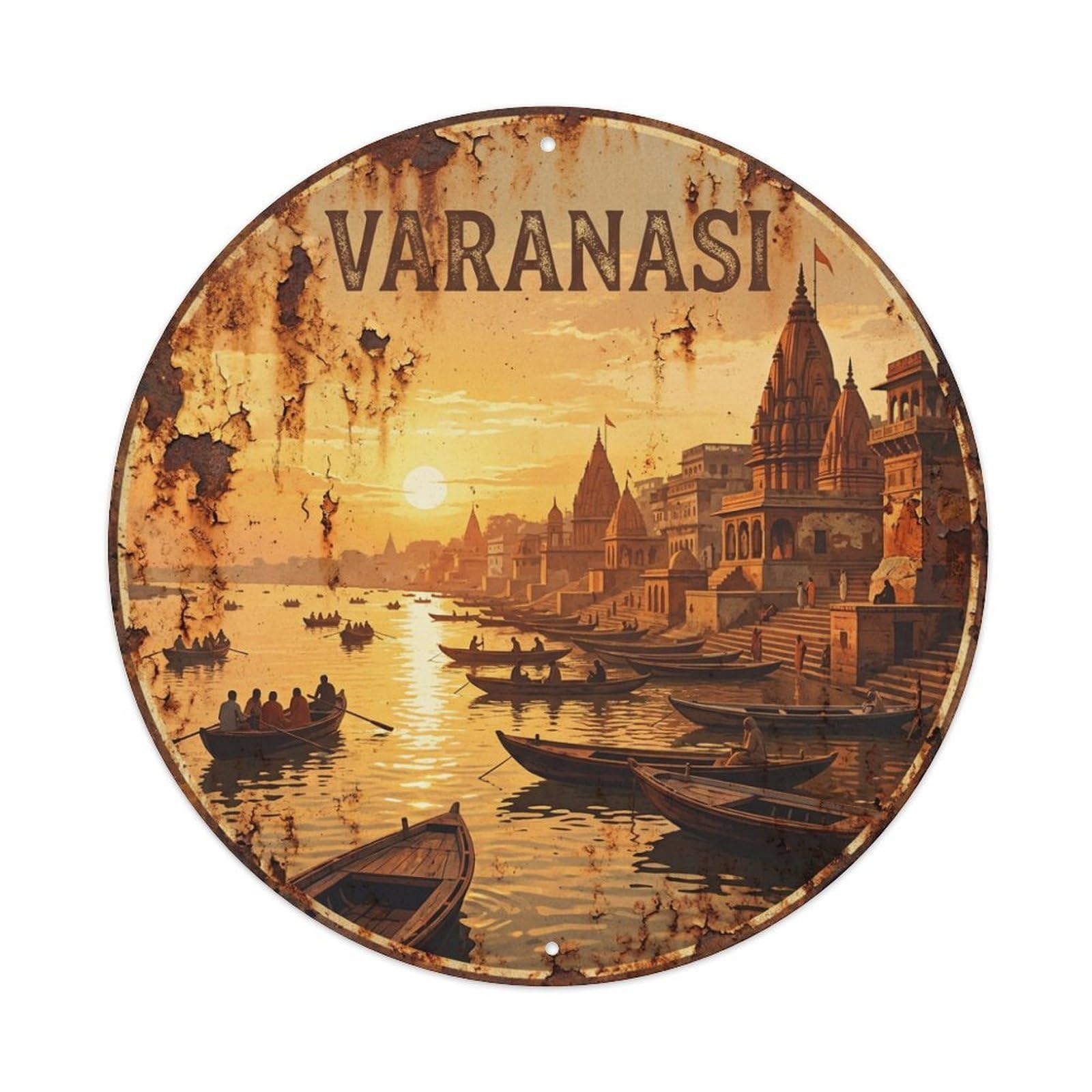 Travel Vintage India Varanasi Metal Tin Sign