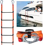 YOSHINE 5 Échelle de corde de bateau pas, 880Lbs Échelle antidérapante pour bateau 12" Espacement pas pour l'escalade facile, collapsible & Portable, Polyester prêt à l'eau salée, pour les petits yachts, bateaux à moteur, Kayak