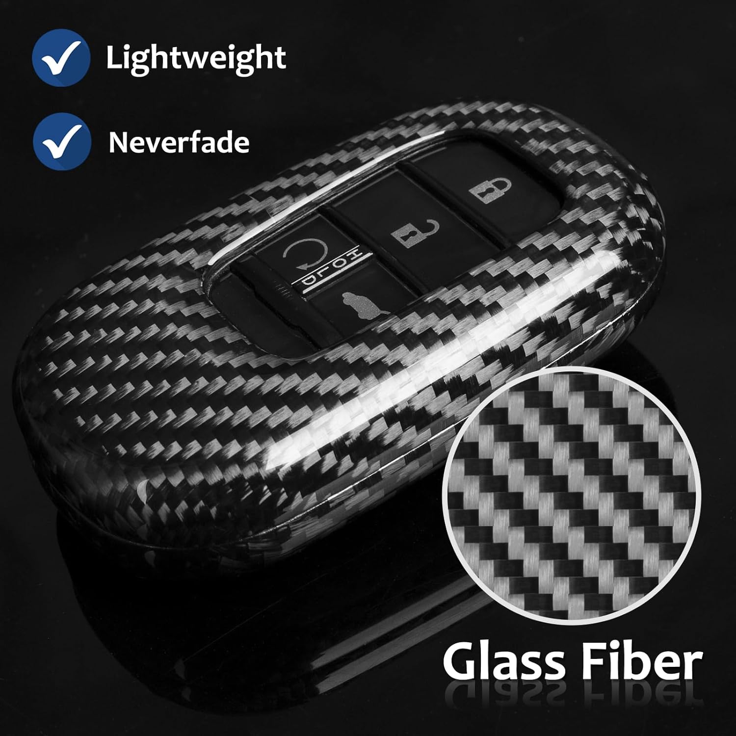 T-carbon Key Fob Cover Compatible with Honda,Real Carbon Fiber Key Case fits for Honda Civic Type R Accessories,fits for Accord Civic HR-V CR-V Pilot Sport Accessories,Silver Black