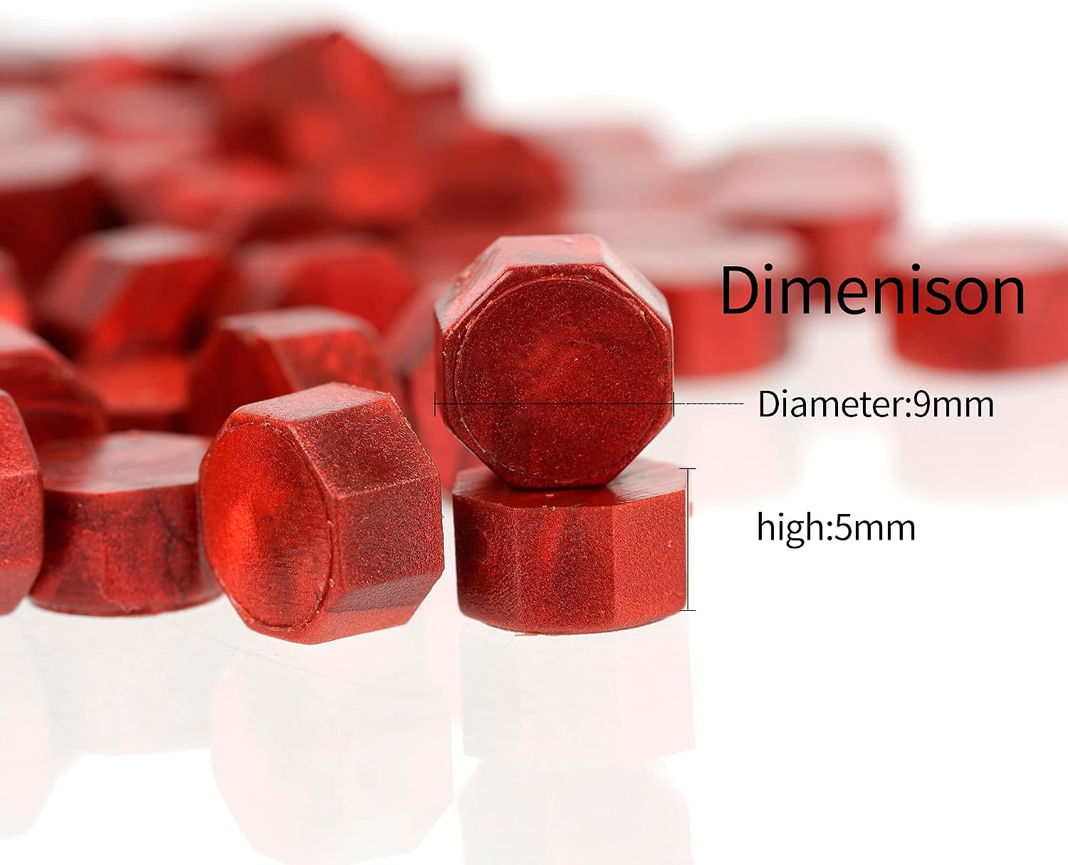 102 Pieces Octagon Wax Seal Beads, Premium Metallic Red Sealing Wax Beads for Letters and Certificates, Valentine’s Day Cards, Wedding Invitations, Gift Wrapping, Christmas Card