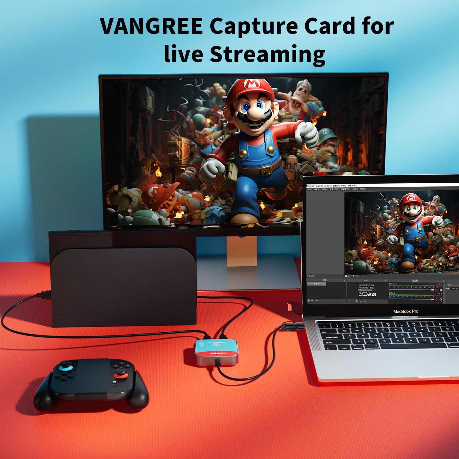 VANGREE Tarjeta de captura para Nintendo Switch, tarjeta de captura de audio y video 4K, USB C 3.0 1080P 60FPS grabadora HDMI para juegos/transmisión en vivo/videoconferencia, funciona para Nintendo