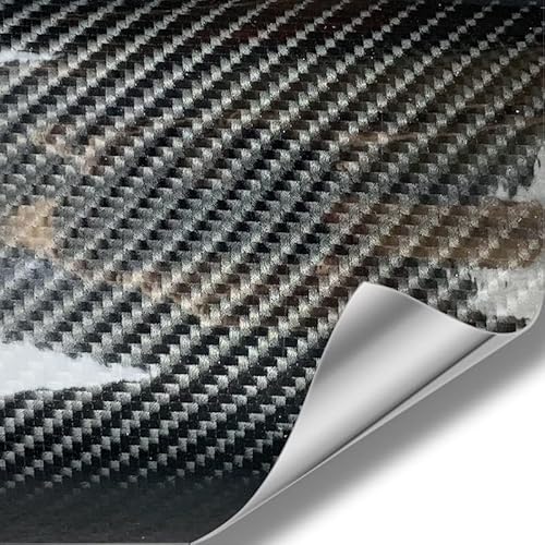 Ipzdf Black 9D Carbon Fiber Vinyl Wrap Adhesive Film Roll, Super Glossy Car Featuring Bubble Free Air Release Technology, Moto Diy Decal Sheet, 20Cm X 152Cm/ 0.65Ft X 5Ft (Rpgl6Black) #TOP6