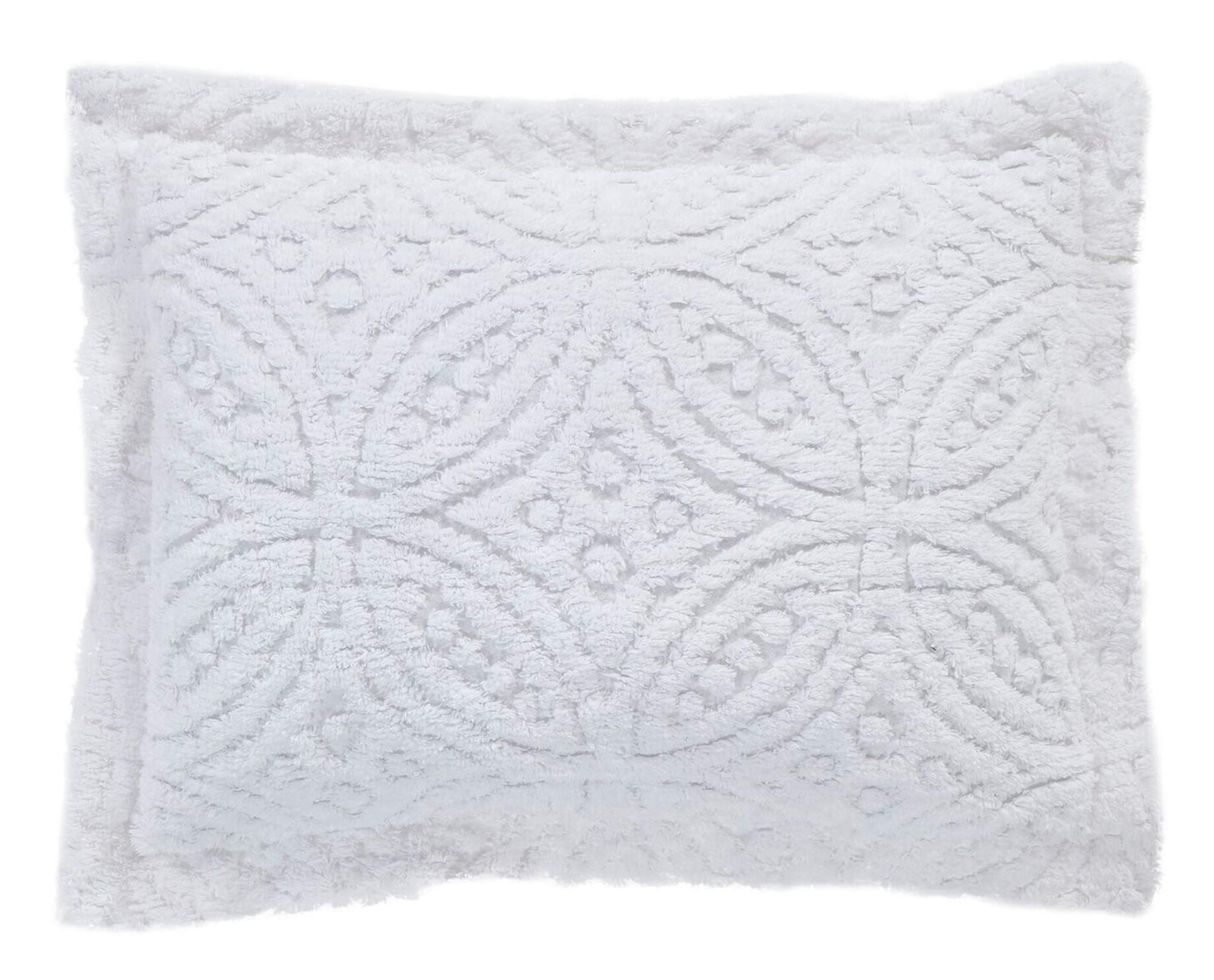 Better Trends Wedding Ring Collection is Super Soft and Light Weight in Loop Design 100 Percent Cotton Tufted Unique Luxurious Machine Washable Tumble Dry, Standard Sham, White