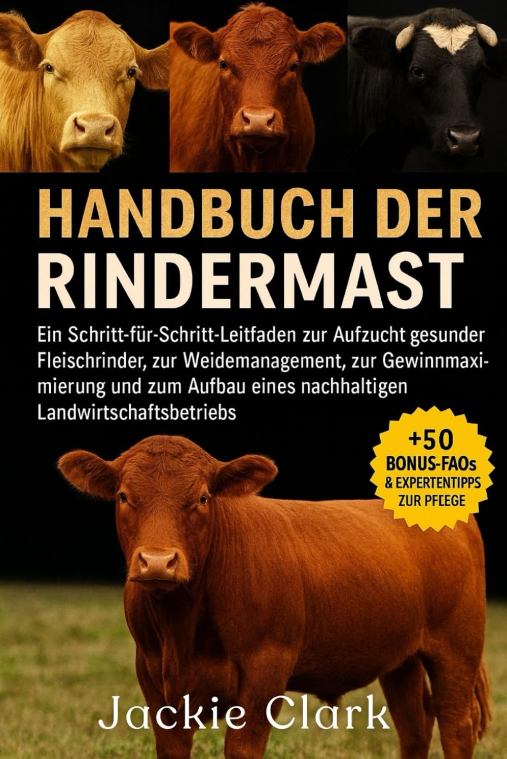 HANDBUCH DER RINDERMAST FÜR EINSTEIGER: Ein Schritt-für-Schritt-Leitfaden zur Aufzucht gesunder Fleischrinder, zur Weidemanagement, zur ... eines nachhaltigen Landwirtschaftsbetriebs