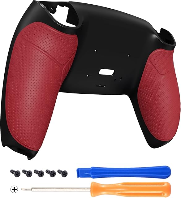Czerwony Wydajna Gumowana Rękojeść Przeprojektowana Back Shell dla ps5 Controller eXtremerate Rise & RISE4 Remap Kit - Controller & Rise Remap Board Nie Są Wliczone W Cenę