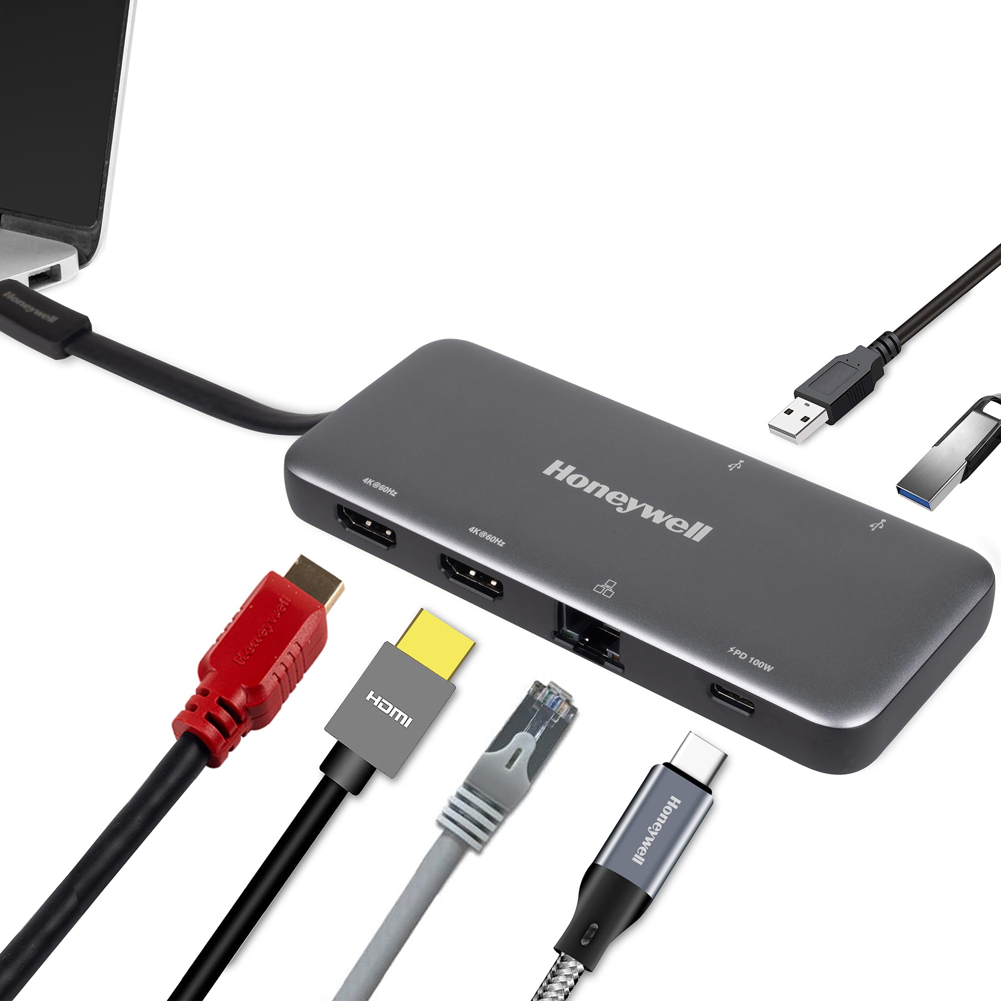 Honeywell 6-in-1 Type C Docking Station, Dual 4K HDMI Port, 1GB RJ45 Ethernet Port, 2xUSB 3.0 Port &3.0 Type C Port with PD 100W Compatible with All Type C Devices- Laptop, PC, Hard Drive (B0B4KFP7ZK) Amazon Price History, Amazon Price Tracker