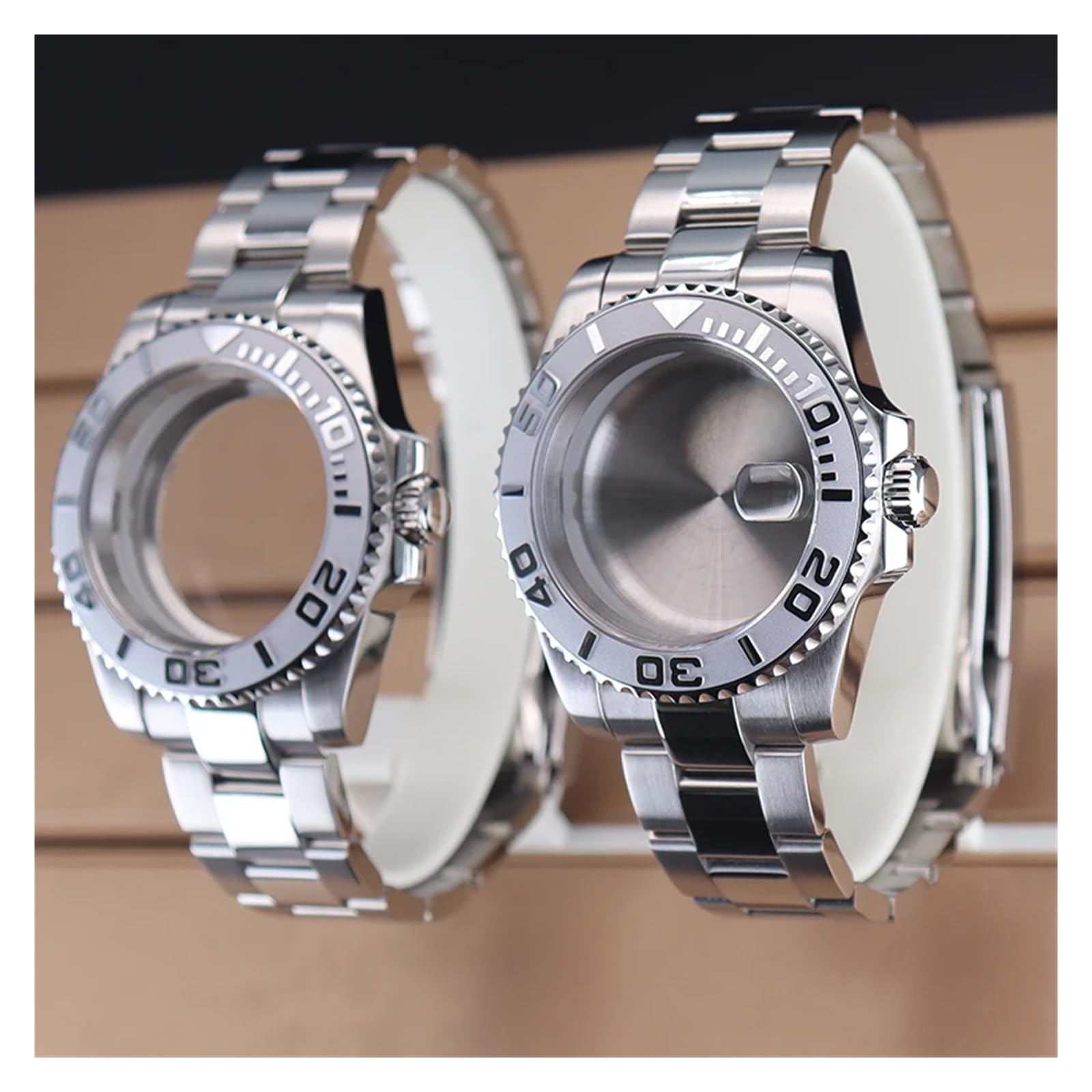 Caja de reloj de 40 mm, esfera de cristal de zafiro de 28,5 mm, compatible con movimiento Nh35/Nh36/Nh34/Eta 2824/Miyota 8215