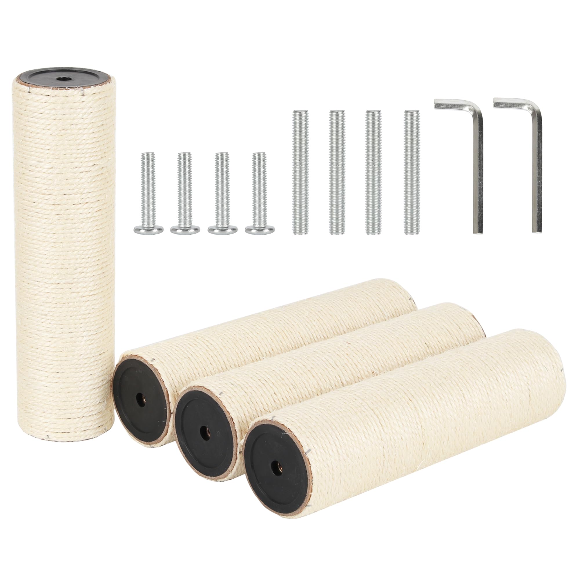 NEUMIHARO 4 Pcs 3.3" 8.3cm Diameter M8 M10 Cat Scratching Post Replacement Pole with Screws and Bolts and Wrench for Cat Tree Condo (M8, 30cm/11.81in) — image 1