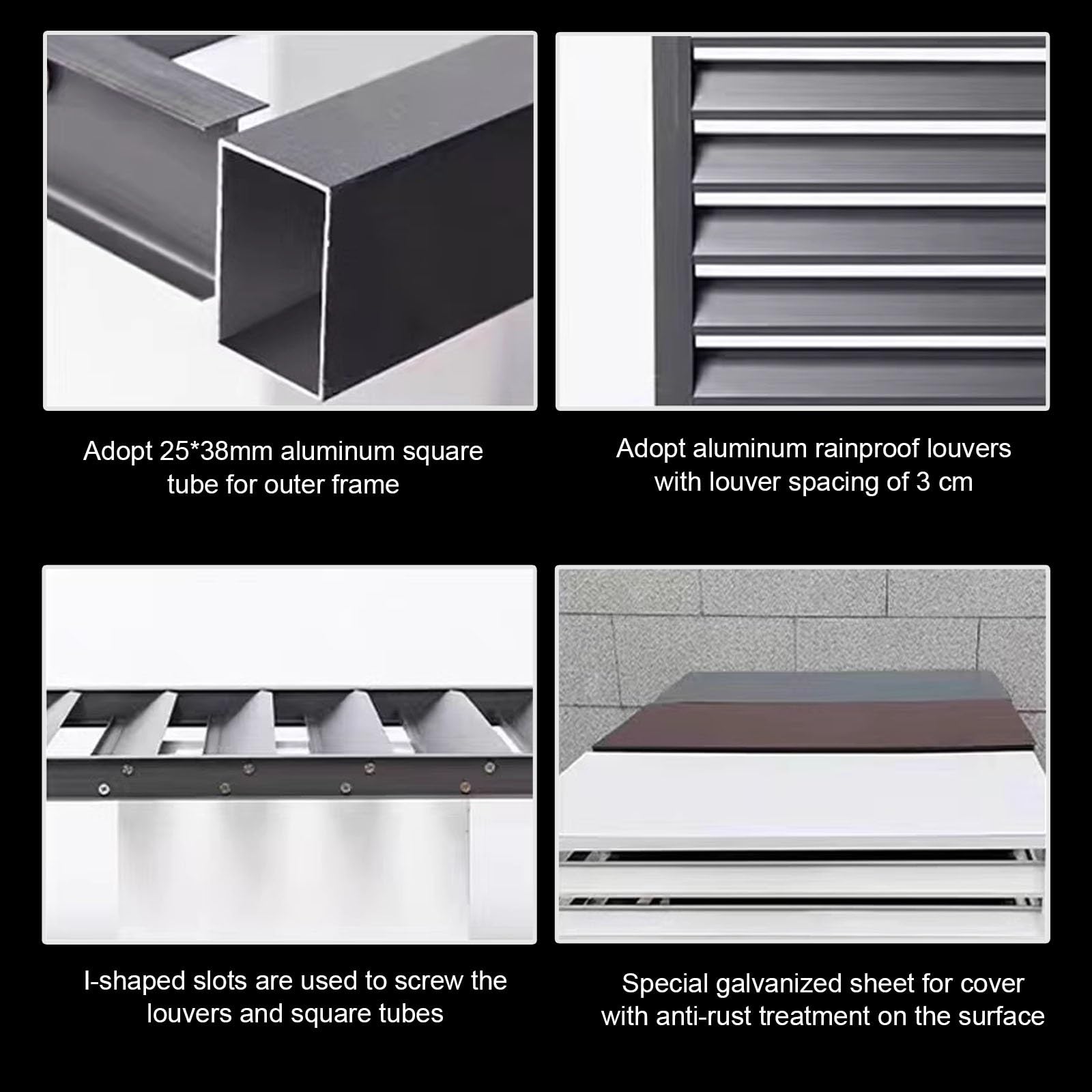 Aluminiowa osłona klimatyzatora z osłoną pompy ciepła, zewnętrzny ekran ochronny AC (biały, 110 x 60 x 80 cm) - odporny na warunki atmosferyczne stylowy design do użytku domowego