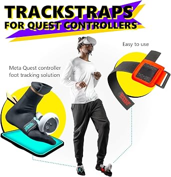Rebuff Reality Trackstraps for Meta Quest Controller + Dance Dash Game Demo Card, Compatible with Quest 2, Pro, Rift S, Full Body Immersion VR Accessory for Rezzil, Final Soccer, Feet Saber