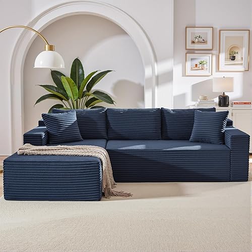 Miniatura 10 de Sofá modular de 110 pulgadas, sofá modular Cloud con asiento profundo, sofás tapizados sin hueso para sala de estar, sofá modular moderno