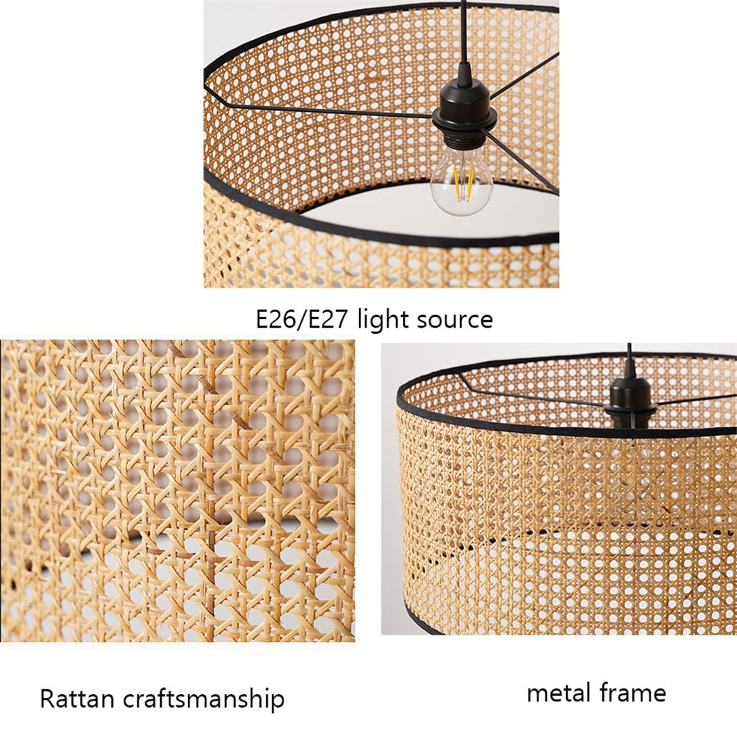 Lampadario A Nido D'uccello, Luci da Soffitto Sospese Intrecciate A Mano Lampadario in Rattan di bambù Bohémien Moderno Paralume in Vimini da Fattoria da 17,7" per Ristoranti