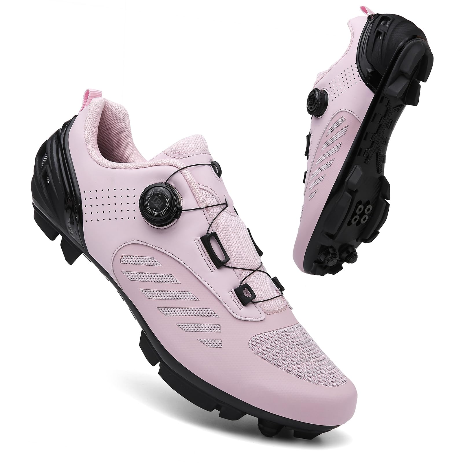 NGARY Fahrradschuhe MTB Damen, Radsportschuhe Atmungsaktive Mountainbike Schuhe kompatibel mit SPD 2 Schrauben mit Cleats Outdoor-Radschuhe