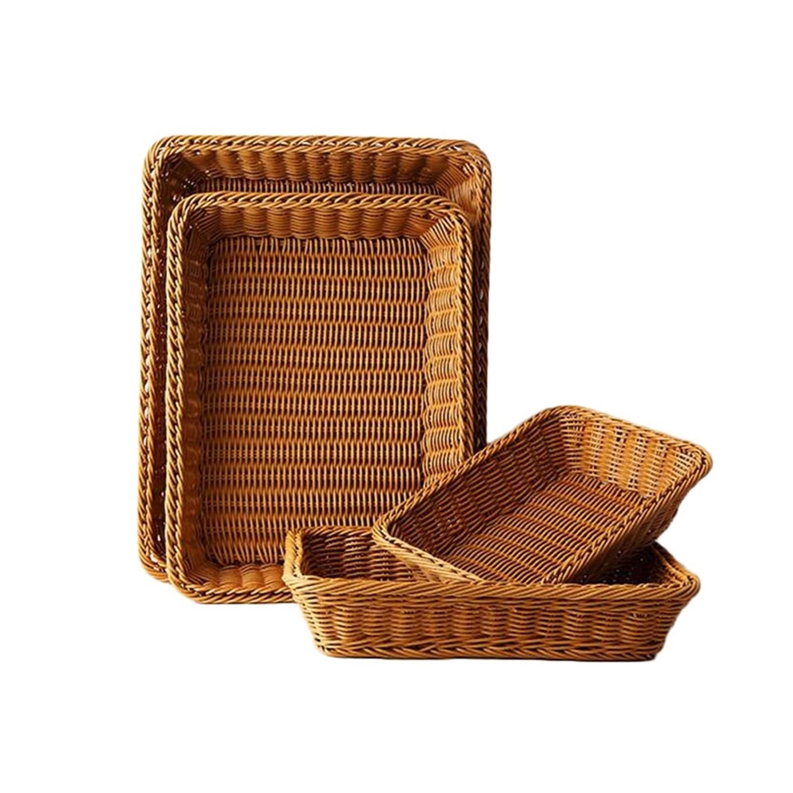 Vassoio da Portata in Rattan Cestino for il pane rettangolare Cestino portaoggetti in rattan Cestino for alimenti for frutta e verdura Vassoio for esposizione del ristorante del supermercato (Size :