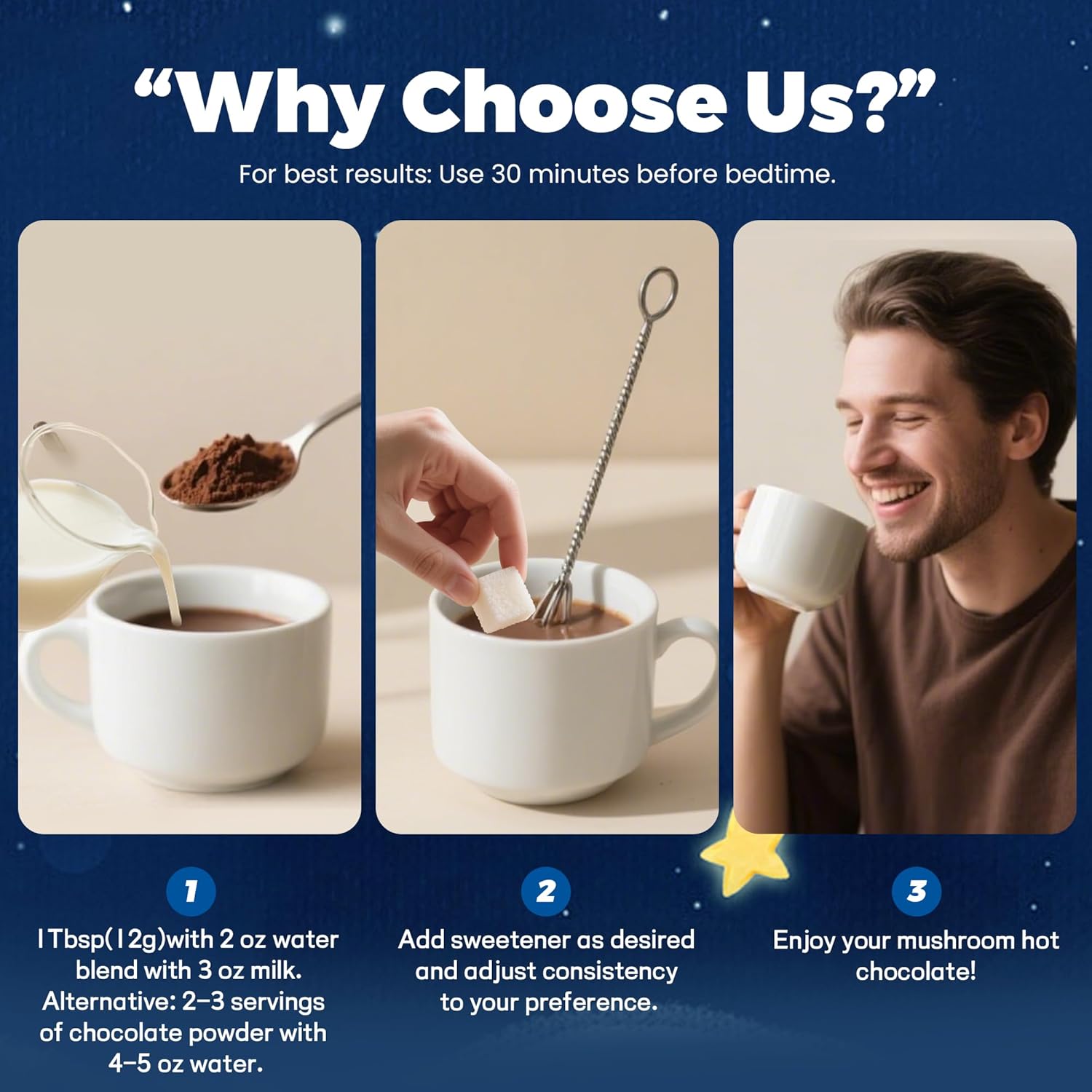 Mushroom Hot Chocolate for Calm & Relax | 10 Mushroom Blend with L-Theanine, GABA, Magnesium Glycinate, MCT & Ashwagandha | Vegan, Keto-Friendly, Gluten-Free | Cacao Powder | 8.5 Oz - Image 6