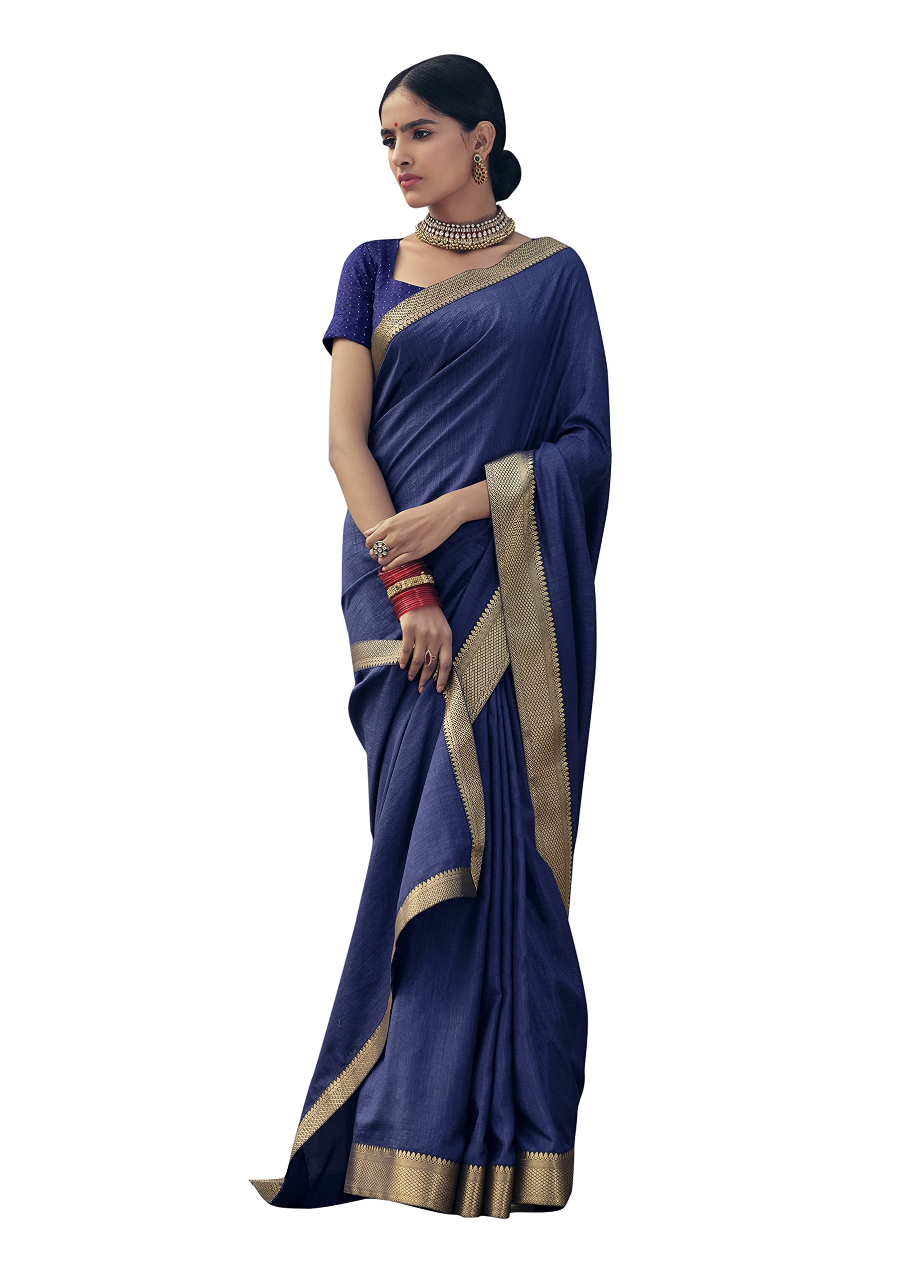 WOMEN'S DOLA SILK SHADED SAREE WITH JACQUARD LACE & UNSTITCHED BLOUSE D