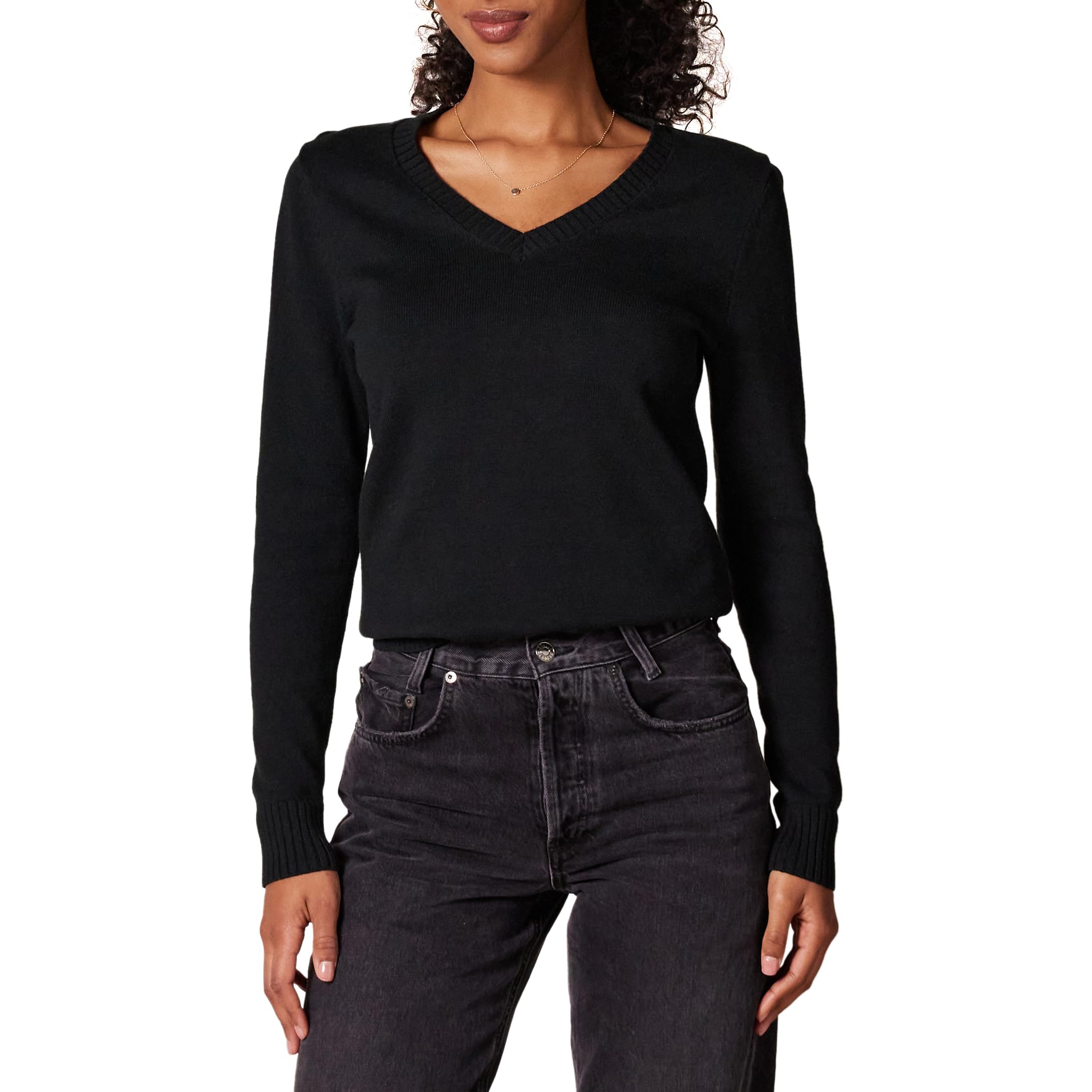 Amazon Essentials womens Lightweight Long-Sleeve V-Neck Sweater 100 Cotton